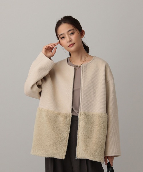 MATINEE LINE/ウールツイル切り替えジャケット/603286（ノーカラー