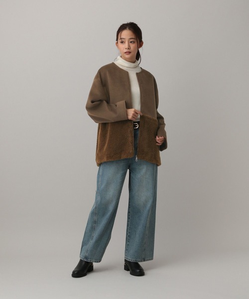GLOBAL WORK（グローバルワーク）の「MATINEE LINE/ウールツイル切り替えジャケット/603286（ノーカラージャケット・レディース・アイボリー/チャコール/モカ・MEDIUM/LARGE）」の16枚目の写真