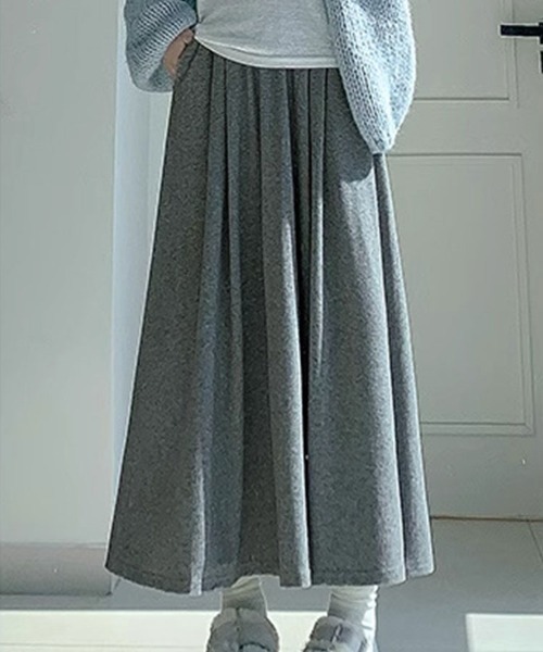 SallyLunn(サリーラン)の「リラックスロングフレアスカート(スカート・レディース・ブラック/グレー・L/M)」の2枚目の写真