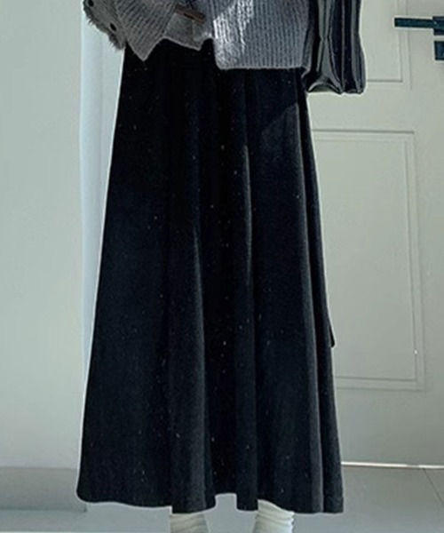 SallyLunn(サリーラン)の「リラックスロングフレアスカート(スカート・レディース・ブラック/グレー・L/M)」の4枚目の写真