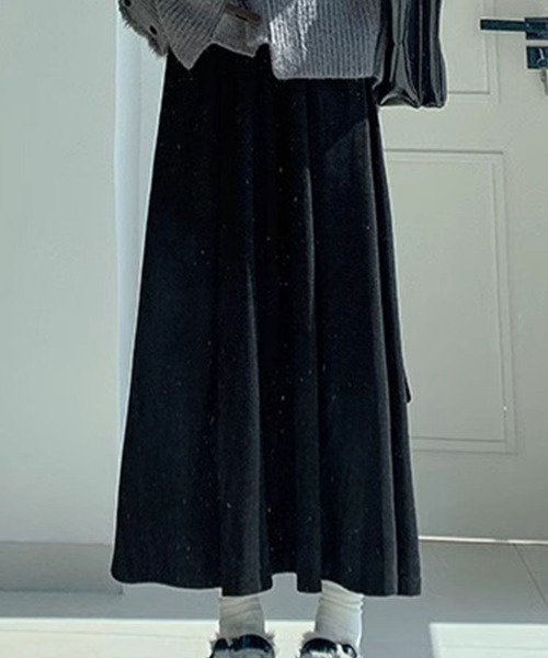 SallyLunn(サリーラン)の「リラックスロングフレアスカート(スカート・レディース・ブラック/グレー・L/M)」の5枚目の写真