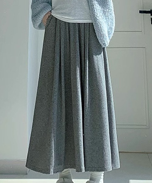 SallyLunn(サリーラン)の「リラックスロングフレアスカート(スカート・レディース・ブラック/グレー・L/M)」の7枚目の写真