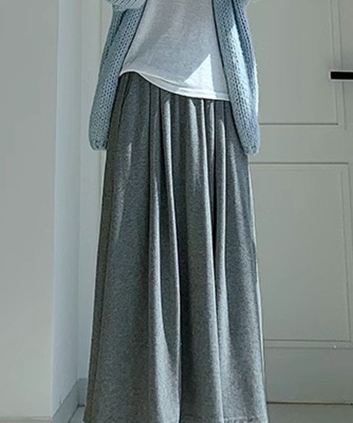 SallyLunn(サリーラン)の「リラックスロングフレアスカート(スカート・レディース・ブラック/グレー・L/M)」の9枚目の写真