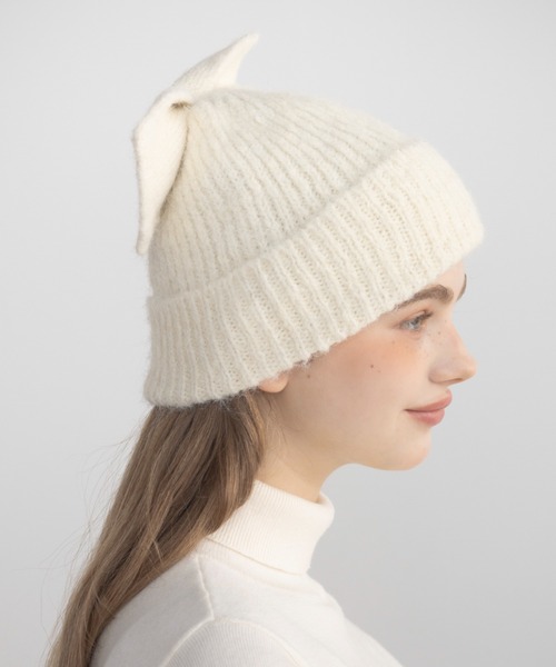 idem（イデム）の「ribbon knit beanie / リボンニットビーニー（ニットキャップ/ビーニー・レディース・ブラック/グレー/アイボリー・FREE）」の11枚目の写真