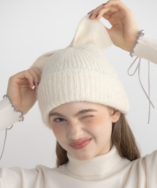 idem（イデム）の「ribbon knit beanie / リボンニットビーニー（ニットキャップ/ビーニー・レディース・ブラック/グレー/アイボリー・FREE）」の15枚目の写真