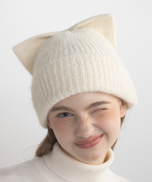 idem（イデム）の「ribbon knit beanie / リボンニットビーニー（ニットキャップ/ビーニー・レディース・ブラック/グレー/アイボリー・FREE）」の4枚目の写真