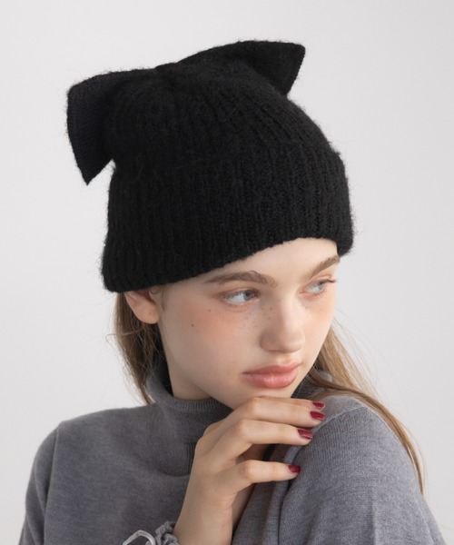 idem（イデム）の「ribbon knit beanie / リボンニットビーニー（ニットキャップ/ビーニー・レディース・ブラック/グレー/アイボリー・FREE）」の6枚目の写真