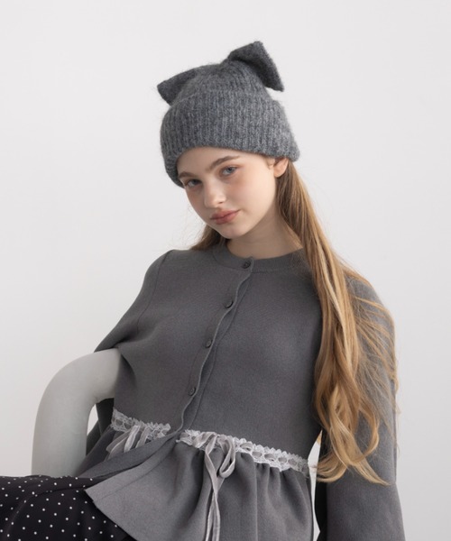 idem（イデム）の「ribbon knit beanie / リボンニットビーニー（ニットキャップ/ビーニー・レディース・ブラック/グレー/アイボリー・FREE）」の20枚目の写真