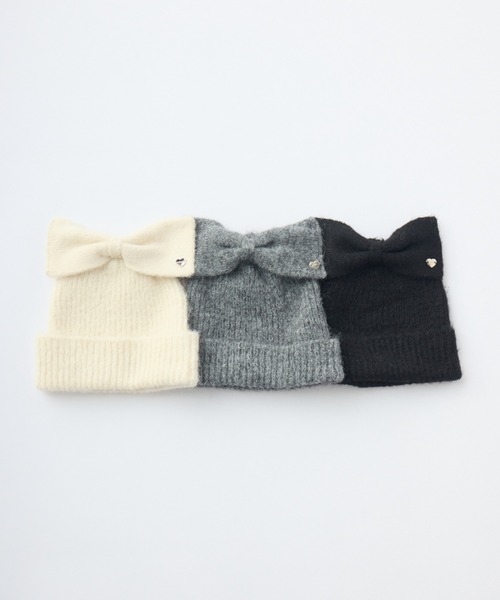 idem（イデム）の「ribbon knit beanie / リボンニットビーニー（ニットキャップ/ビーニー・レディース・ブラック/グレー/アイボリー・FREE）」の7枚目の写真