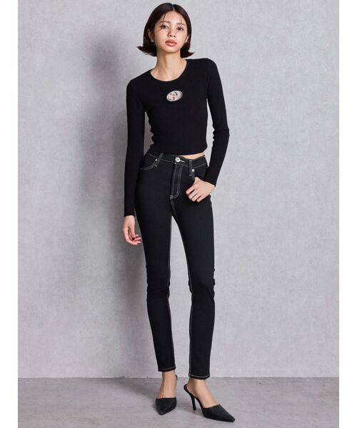 GYDA（ジェイダ）の「ハイウエストワンウォッシュスキニーパンツ（デニムパンツ・レディース・ブラック・LARGE/MEDIUM/X-SMALL/XX-SMALL/SMALL）」の2枚目の写真