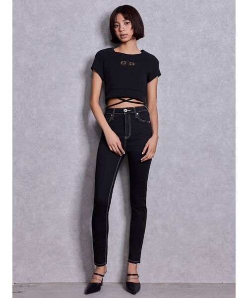 GYDA(ジェイダ)の「ハイウエストワンウォッシュスキニーパンツ(デニムパンツ・レディース・ブラック・LARGE/MEDIUM/X-SMALL/XX-SMALL/SMALL)」の2枚目の写真