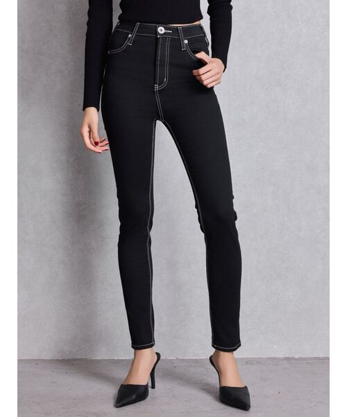 GYDA(ジェイダ)の「ハイウエストワンウォッシュスキニーパンツ(デニムパンツ・レディース・ブラック・LARGE/MEDIUM/X-SMALL/XX-SMALL/SMALL)」の4枚目の写真