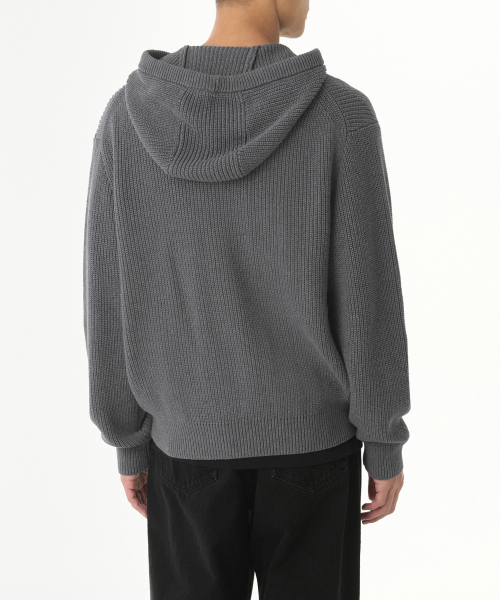 MUSINSA STANDARD（ムシンサスタンダード）の「リブニットフードパーカー [グレー]（ニット/セーター・メンズ・その他・SMALL/MEDIUM/LARGE/X-LARGE/XX-LARGE）」の3枚目の写真