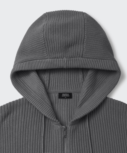 MUSINSA STANDARD（ムシンサスタンダード）の「リブニットフードパーカー [グレー]（ニット/セーター・メンズ・その他・SMALL/MEDIUM/LARGE/X-LARGE/XX-LARGE）」の4枚目の写真