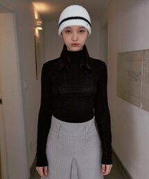 RAW EDGE TURTLE NECK(BLACK)