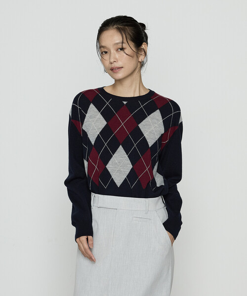 COMME CA（コムサ）の「アーガイルニット プルオーバー（ニット/セーター・レディース・ネイビー/グレー系その他・9号/11号）」の10枚目の写真