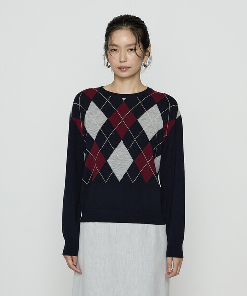 COMME CA（コムサ）の「アーガイルニット プルオーバー（ニット/セーター・レディース・ネイビー/グレー系その他・9号/11号）」の11枚目の写真