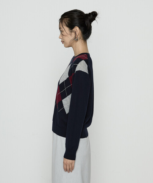 COMME CA（コムサ）の「アーガイルニット プルオーバー（ニット/セーター・レディース・ネイビー/グレー系その他・9号/11号）」の12枚目の写真