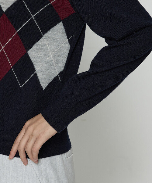 COMME CA（コムサ）の「アーガイルニット プルオーバー（ニット/セーター・レディース・ネイビー/グレー系その他・9号/11号）」の15枚目の写真