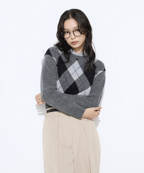 COMME CA（コムサ）の「アーガイルニット プルオーバー（ニット/セーター・レディース・ネイビー/グレー系その他・9号/11号）」の21枚目の写真