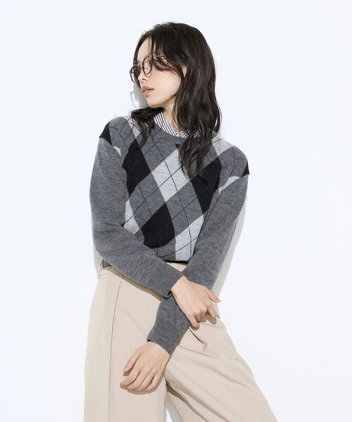 COMME CA（コムサ）の「アーガイルニット プルオーバー（ニット/セーター・レディース・ネイビー/グレー系その他・9号/11号）」の22枚目の写真