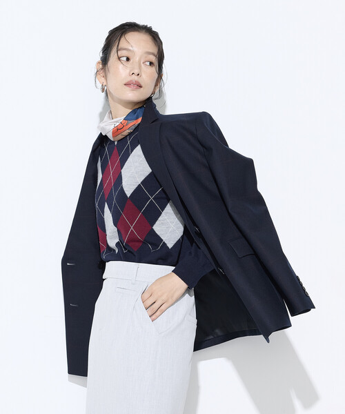 COMME CA（コムサ）の「アーガイルニット プルオーバー（ニット/セーター・レディース・ネイビー/グレー系その他・9号/11号）」の2枚目の写真