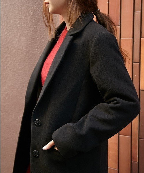 SLY（スライ）の「SINGLE テーラーCOAT（チェスターコート・レディース・ベージュ/ネイビー/ブラック/トップグレー・1/2）」の6枚目の写真