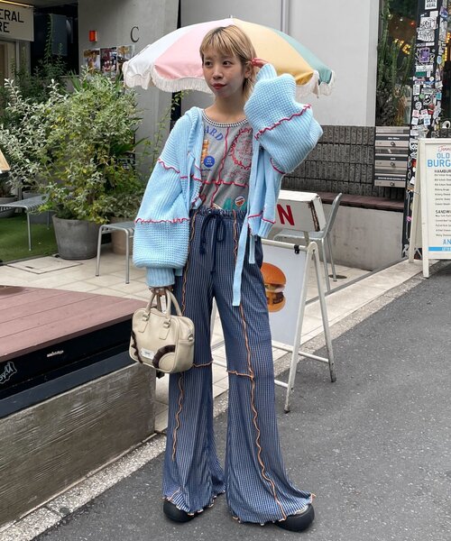 HELLO.SANFRANCISCO（ハローサンフランシスコ）の「【HELLO.SANFRANCISCO/ハローサンフランシスコ】チェックメロー切り替えフレアパンツ（その他パンツ・レディース・オレンジ/ベージュ/ブルー/グレー・SMALL/MEDIUM）」の22枚目の写真