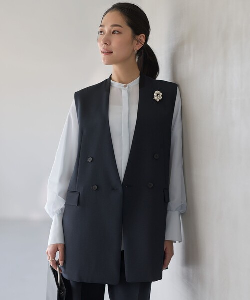 ICB(アイシービー)の「オーガンコンビシャーティング シアーレイヤードスリーブブラウス(シャツ/ブラウス・レディース・ブラック系/スカイブルー系・4/6)」の1枚目の写真