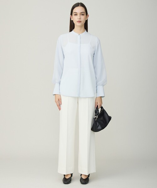 ICB(アイシービー)の「オーガンコンビシャーティング シアーレイヤードスリーブブラウス(シャツ/ブラウス・レディース・ブラック系/スカイブルー系・4/6)」の13枚目の写真