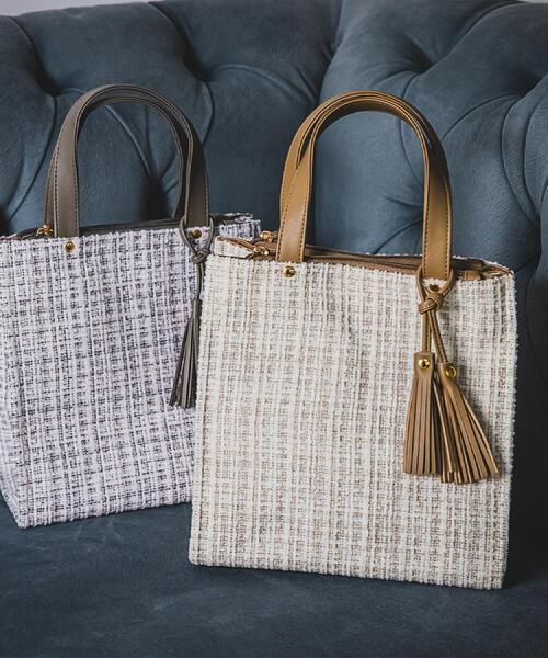 ITS'DEMO（イッツデモ）の「◆ツイードタッセルミニトート（ハンドバッグ・レディース・ベージュ/グレー/ブラック・00）」の10枚目の写真