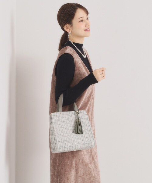 ITS'DEMO（イッツデモ）の「◆ツイードタッセルミニトート（ハンドバッグ・レディース・ベージュ/グレー/ブラック・00）」の11枚目の写真