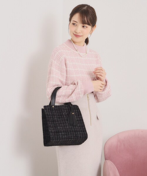 ITS'DEMO（イッツデモ）の「◆ツイードタッセルミニトート（ハンドバッグ・レディース・ベージュ/グレー/ブラック・00）」の6枚目の写真