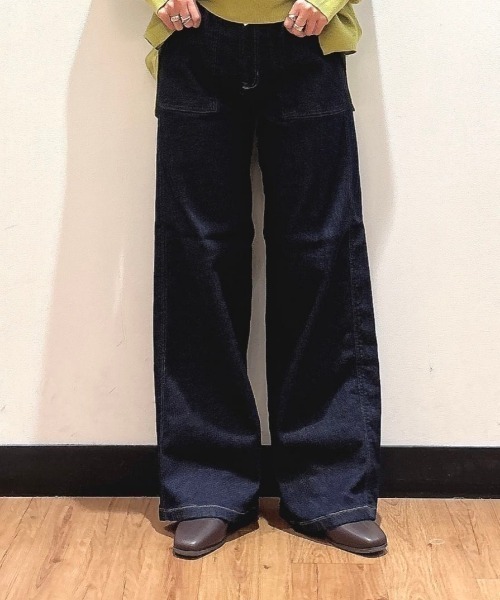 SOMETHING(サムシング)の「SOMETHING(サムシング)【レディース】「BODYFIRE」ベイカーワイドパンツ(デニムパンツ・レディース・ノンウォッシュ・XS/S/M/L)」の10枚目の写真