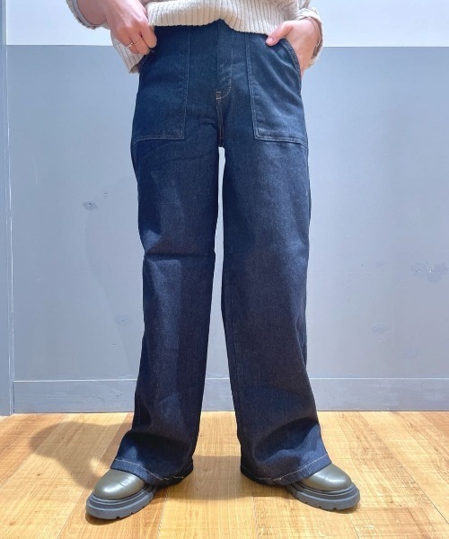 SOMETHING(サムシング)の「SOMETHING(サムシング)【レディース】「BODYFIRE」ベイカーワイドパンツ(デニムパンツ・レディース・ノンウォッシュ・XS/S/M/L)」の14枚目の写真