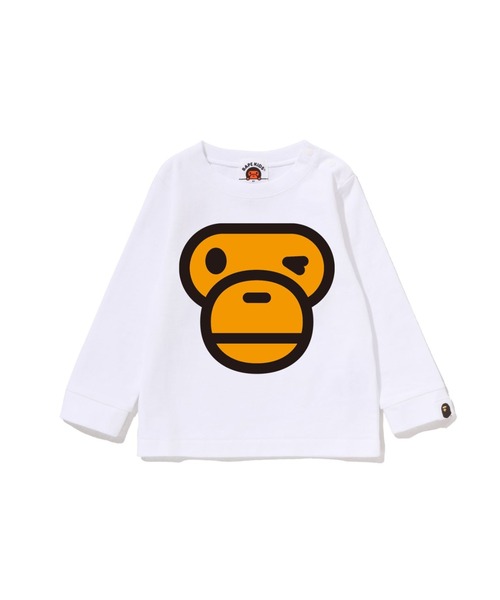 A BATHING APE（アベイシングエイプ）の「WINKING MILO FACE LS TEE（Tシャツ/カットソー・キッズ・ホワイト/グリーン/ブラック/オレンジ・80）」の2枚目の写真