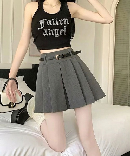 WESTSEA(ウエストシー)の「ベルト付き プリーツスカート ミニ(スカート・レディース・ホワイト/ブラック/グレー・L/M)」の3枚目の写真