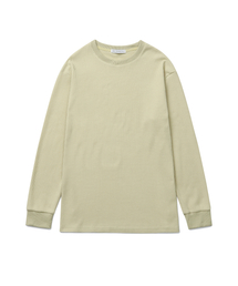 ワッフルルーズフィットクルーネック長袖Tシャツ(ライム)