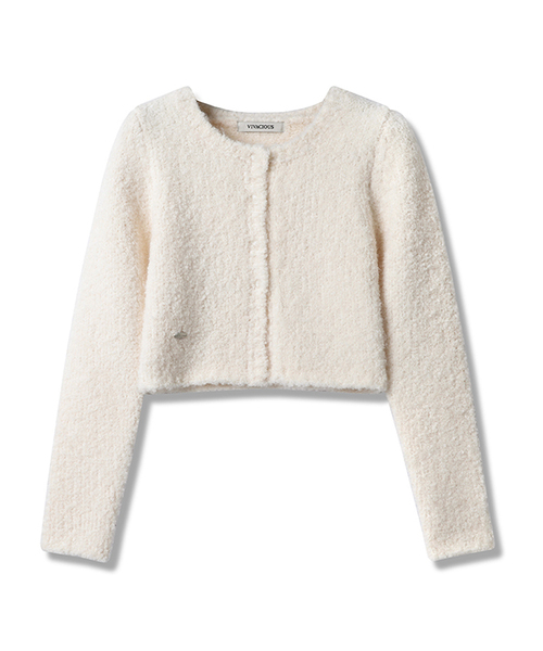 Vivacious(ビバシャス)の「La Pong Crop Cardigan_6Colors(カーディガン/ボレロ・レディース・アイボリー/グレー/ブラウン/ピンク/スカイブルー/チャコール・FREE)」の2枚目の写真