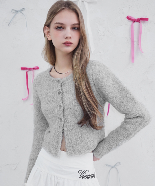 Vivacious(ビバシャス)の「La Pong Crop Cardigan_6Colors(カーディガン/ボレロ・レディース・アイボリー/グレー/ブラウン/ピンク/スカイブルー/チャコール・FREE)」の9枚目の写真