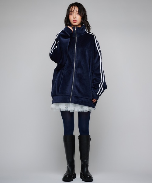 Narcissus（ナルシス）の「【ユニセックスデザイン】 ラインベロアジャージ/裏起毛（その他アウター・レディース・ボルドー/ネイビー・FREE）」の13枚目の写真