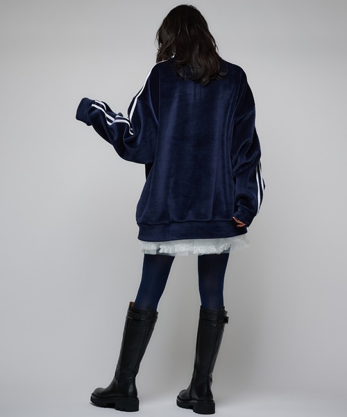 Narcissus（ナルシス）の「【ユニセックスデザイン】 ラインベロアジャージ/裏起毛（その他アウター・レディース・ボルドー/ネイビー・FREE）」の7枚目の写真