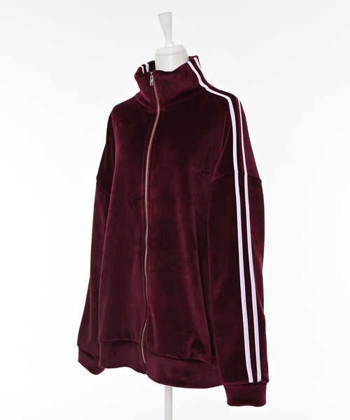 Narcissus（ナルシス）の「【ユニセックスデザイン】 ラインベロアジャージ/裏起毛（その他アウター・レディース・ボルドー/ネイビー・FREE）」の3枚目の写真