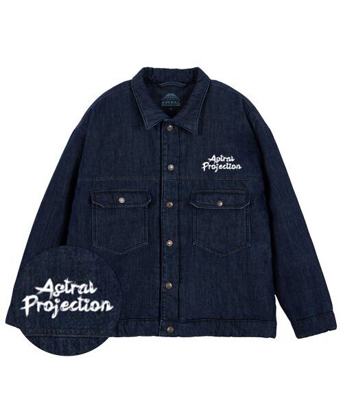ASTRAL PROJECTION(アストラルプロジェクション)の「アストラルレタリングオーバーサイズトラッカージャケット_デニム(ダウンジャケット/コート・メンズ・その他・LARGE/MEDIUM/X-LARGE)」の1枚目の写真