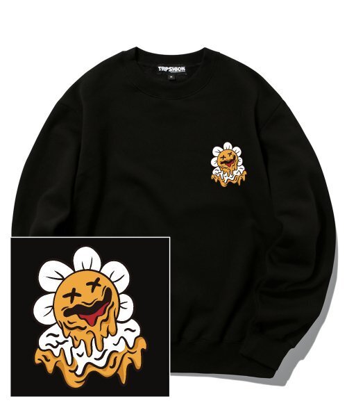 TRIPSHION(トリップション)の「メルティングデイジーロゴ クルーネック - ブラック(スウェット・メンズ・その他・X-LARGE/MEDIUM/LARGE)」の1枚目の写真