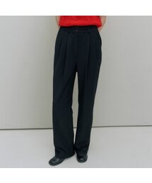 Wool buttoned banding pants - Black