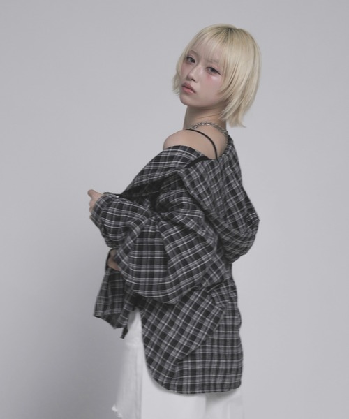 17HR（セブンティーンアワーズ）の「フード付きチェックシャツ（シャツ/ブラウス・レディース・ブラック/ブラウン・FREE）」の12枚目の写真