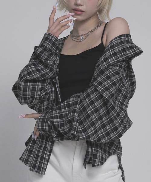 17HR（セブンティーンアワーズ）の「フード付きチェックシャツ（シャツ/ブラウス・レディース・ブラック/ブラウン・FREE）」の14枚目の写真