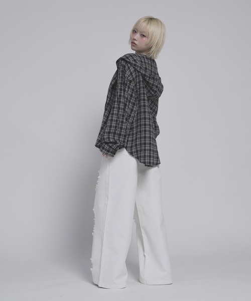 17HR（セブンティーンアワーズ）の「フード付きチェックシャツ（シャツ/ブラウス・レディース・ブラック/ブラウン・FREE）」の16枚目の写真