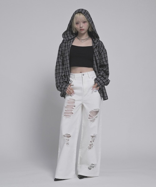 17HR（セブンティーンアワーズ）の「フード付きチェックシャツ（シャツ/ブラウス・レディース・ブラック/ブラウン・FREE）」の19枚目の写真